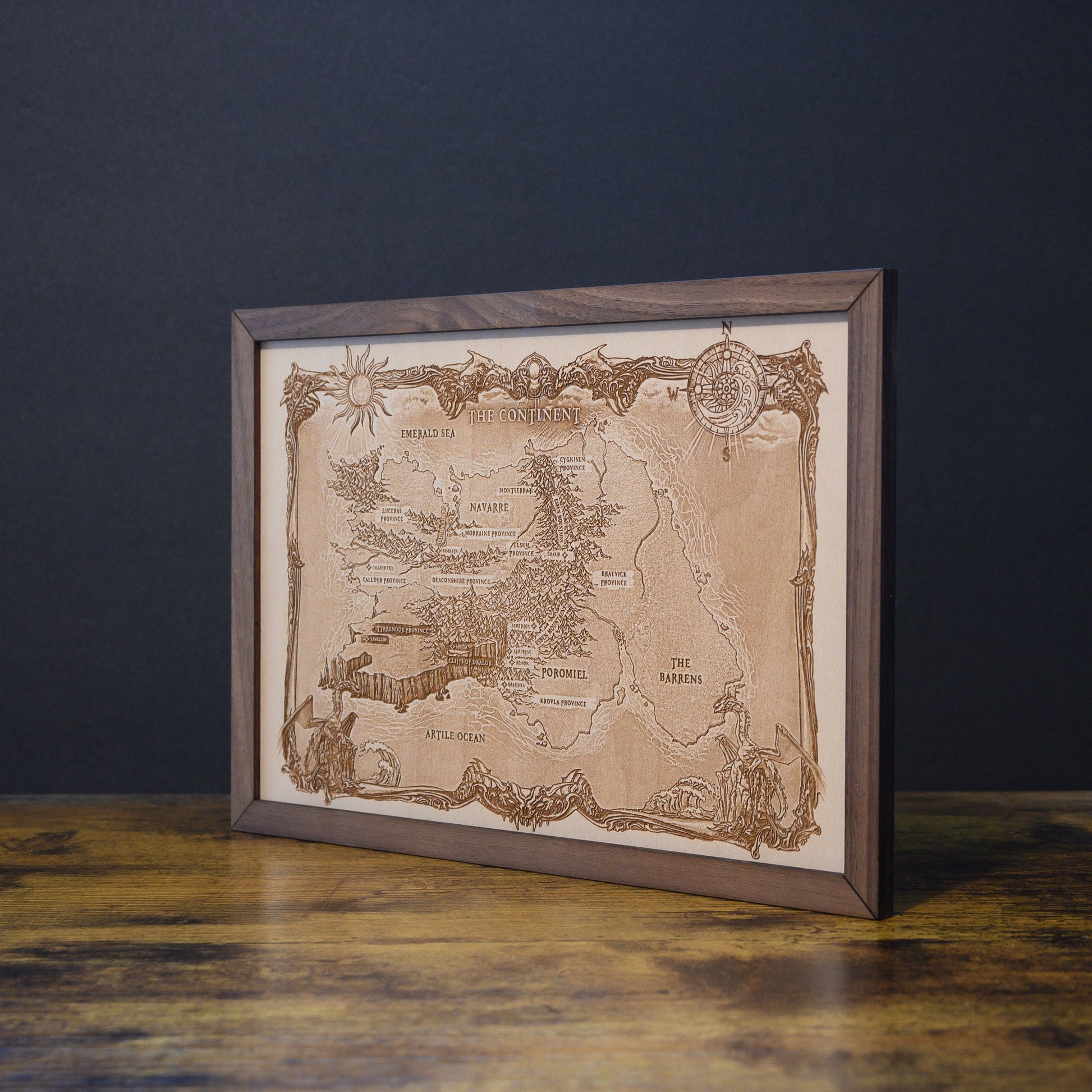 Fourth Wing/Iron Flame Map, Wood Engraved Map