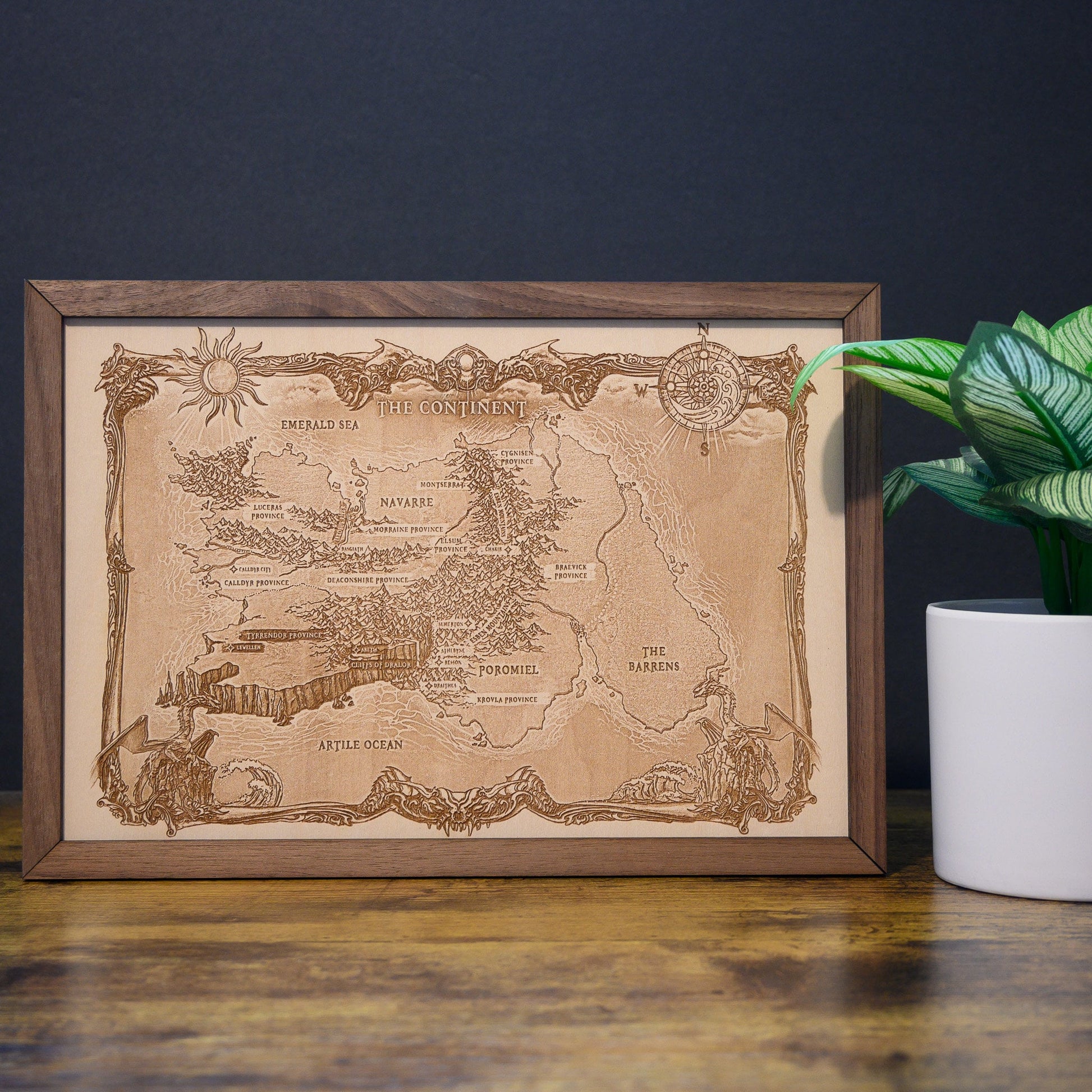 Fourth Wing/Iron Flame Map, Wood Engraved Map