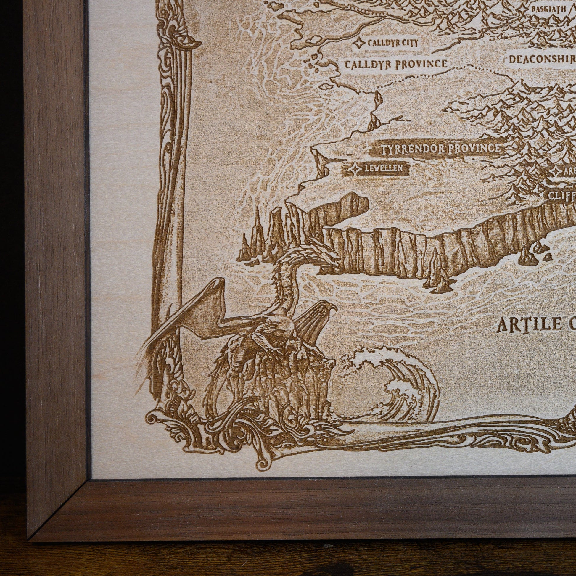 Fourth Wing/Iron Flame Map, Wood Engraved Map
