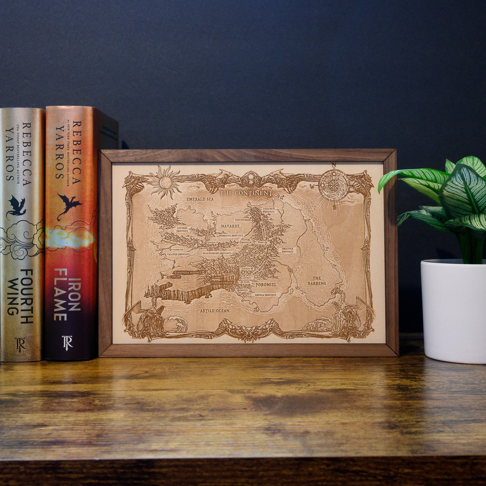Fourth Wing/Iron Flame Map, Wood Engraved Map