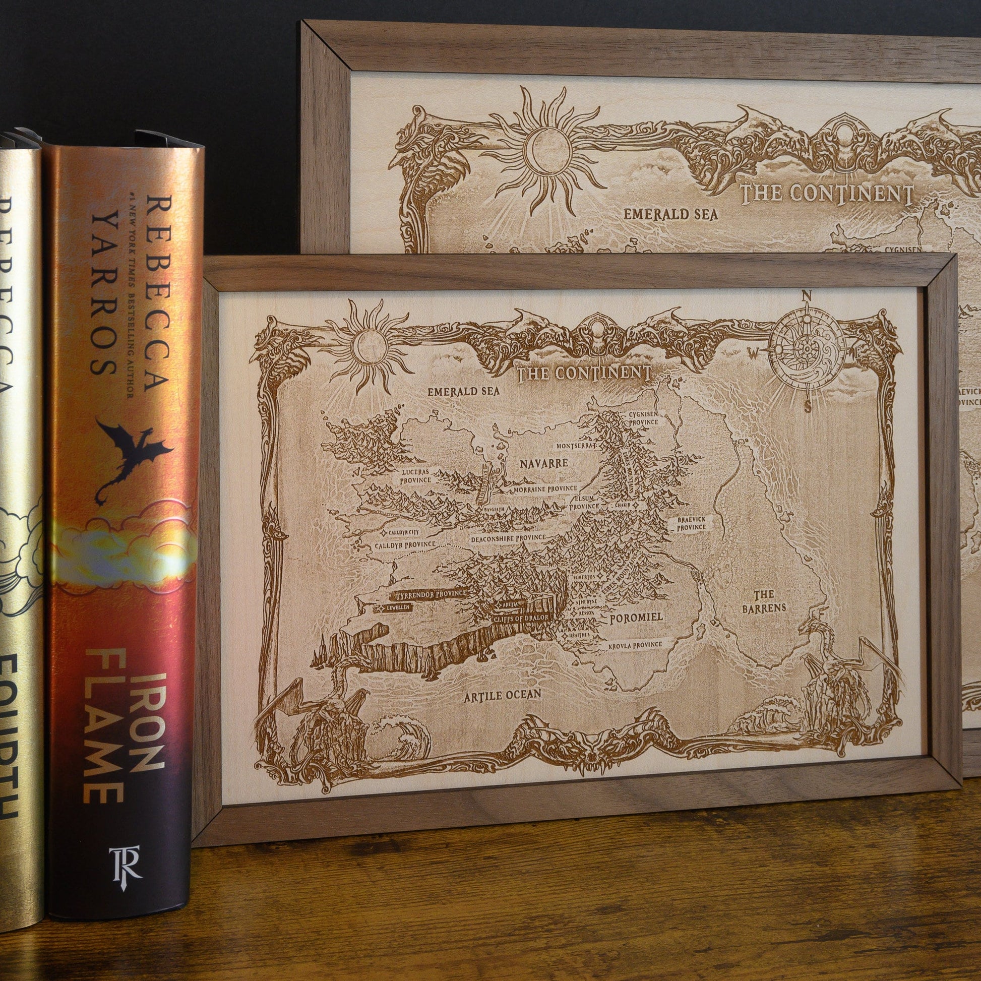 Fourth Wing/Iron Flame Map, Wood Engraved Map